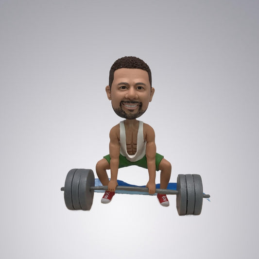 Fully Customized Single 1person Male Bobblehead Gift For Him - Weightlifting