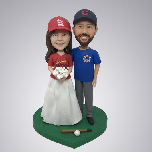 Young Couple Playing Baseball Custom Personalized Bobblehead