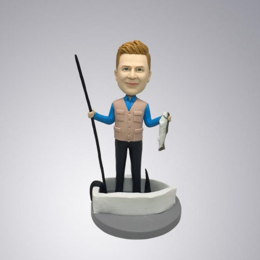 Custom Bobblehead Keepsakes Figurines For Husband &Father Who Loves Fishing